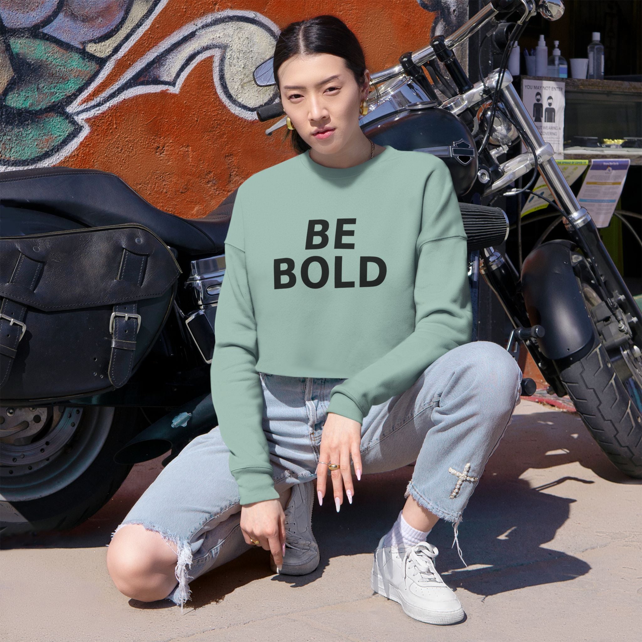 Be Bold Cropped Sweatshirt, Women’s Streetwear Pullover (Select Colors)