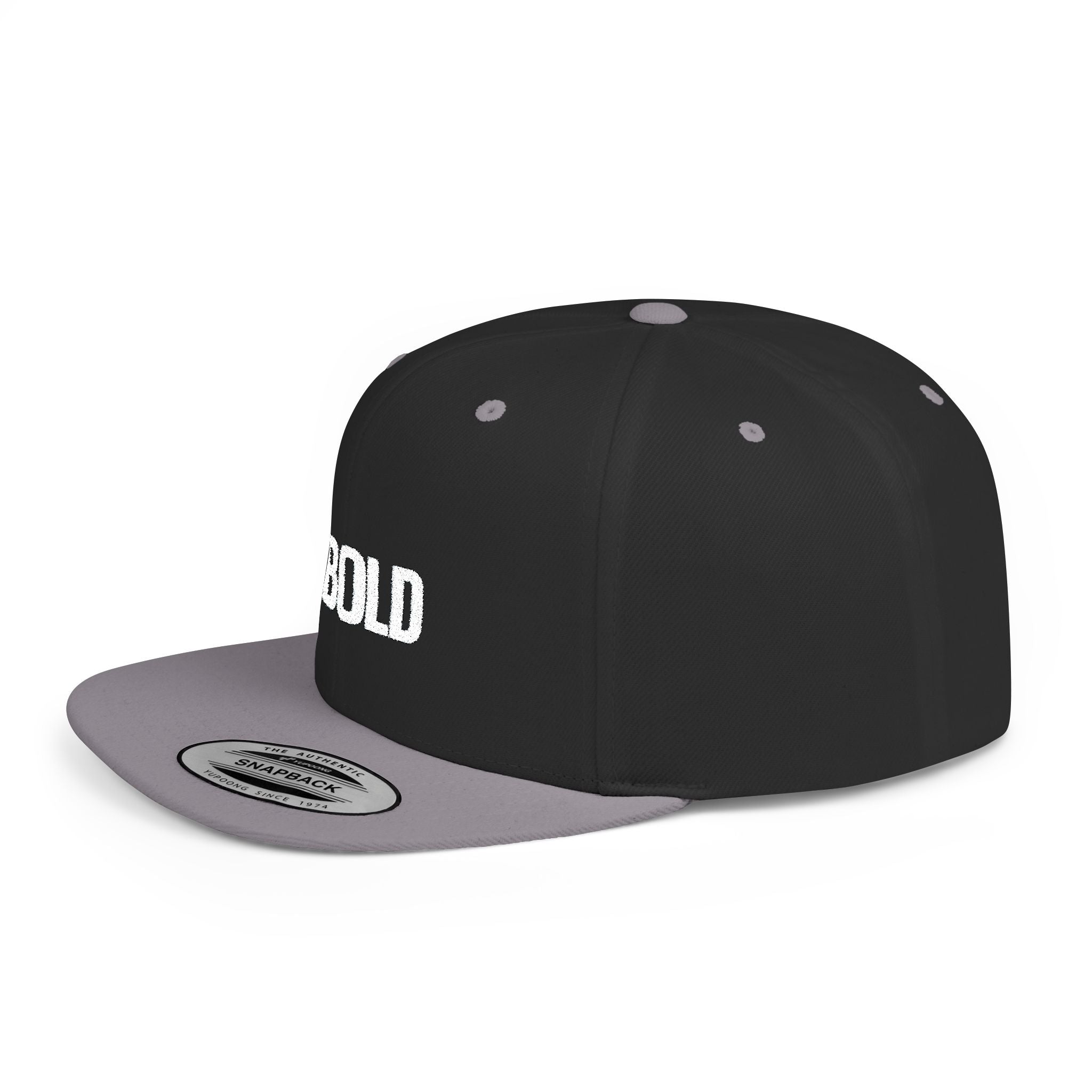 Be Bold Flat Bill Snapback Hat – White Embroidered Streetwear Cap (Select Colors)