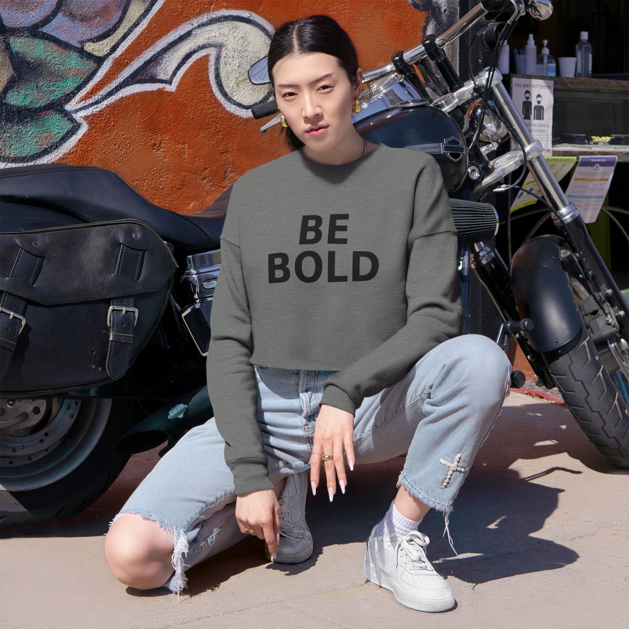 Be Bold Cropped Sweatshirt, Women’s Streetwear Pullover (Select Colors)