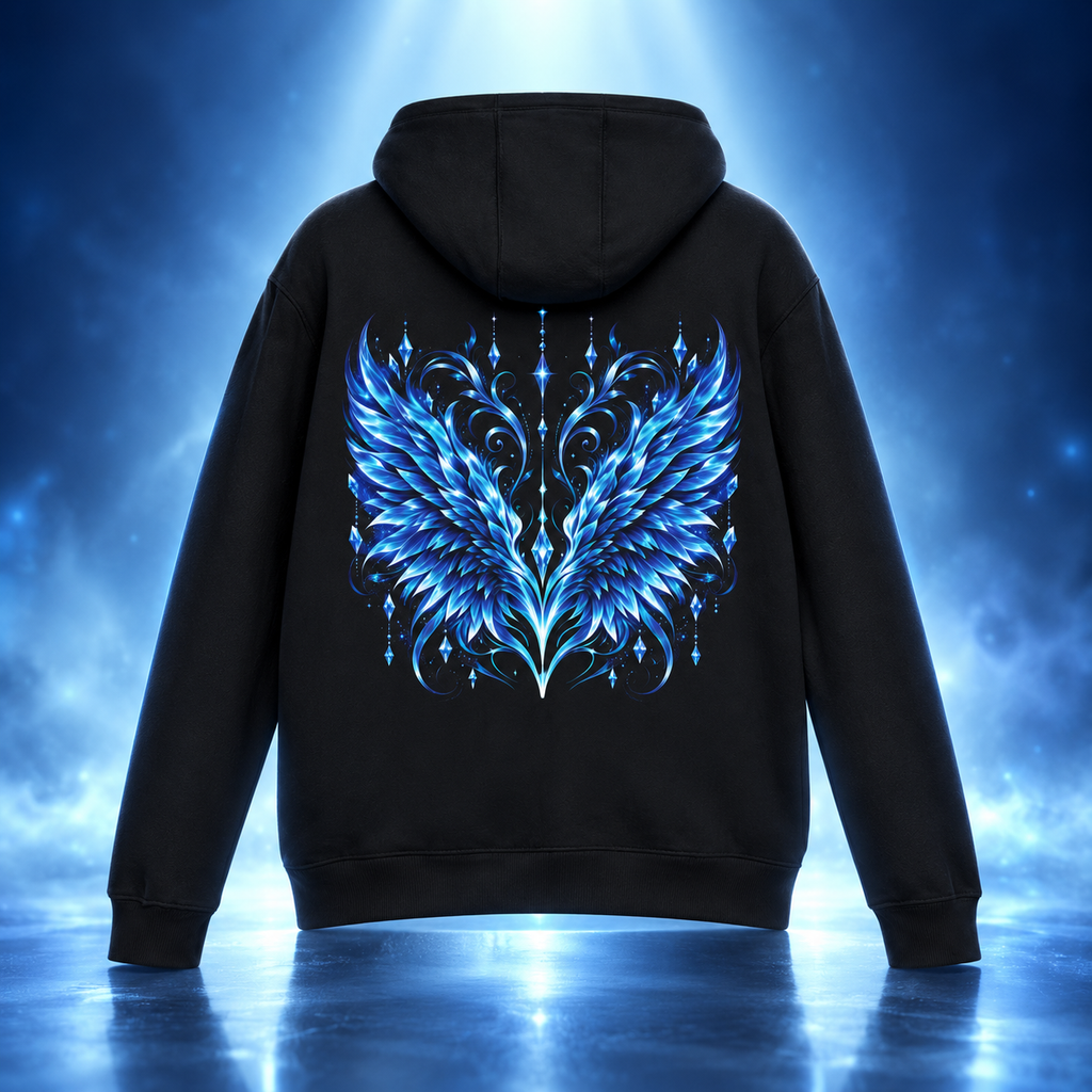 Sapphire Wing Emblem Hoodie | Alternative Rock Streetwear | Official Kimmie Swan Merch