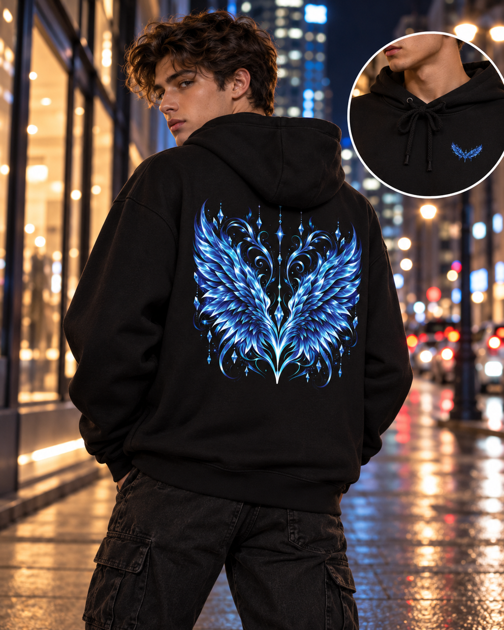Sapphire Wing Emblem Hoodie | Alternative Rock Streetwear | Official Kimmie Swan Merch