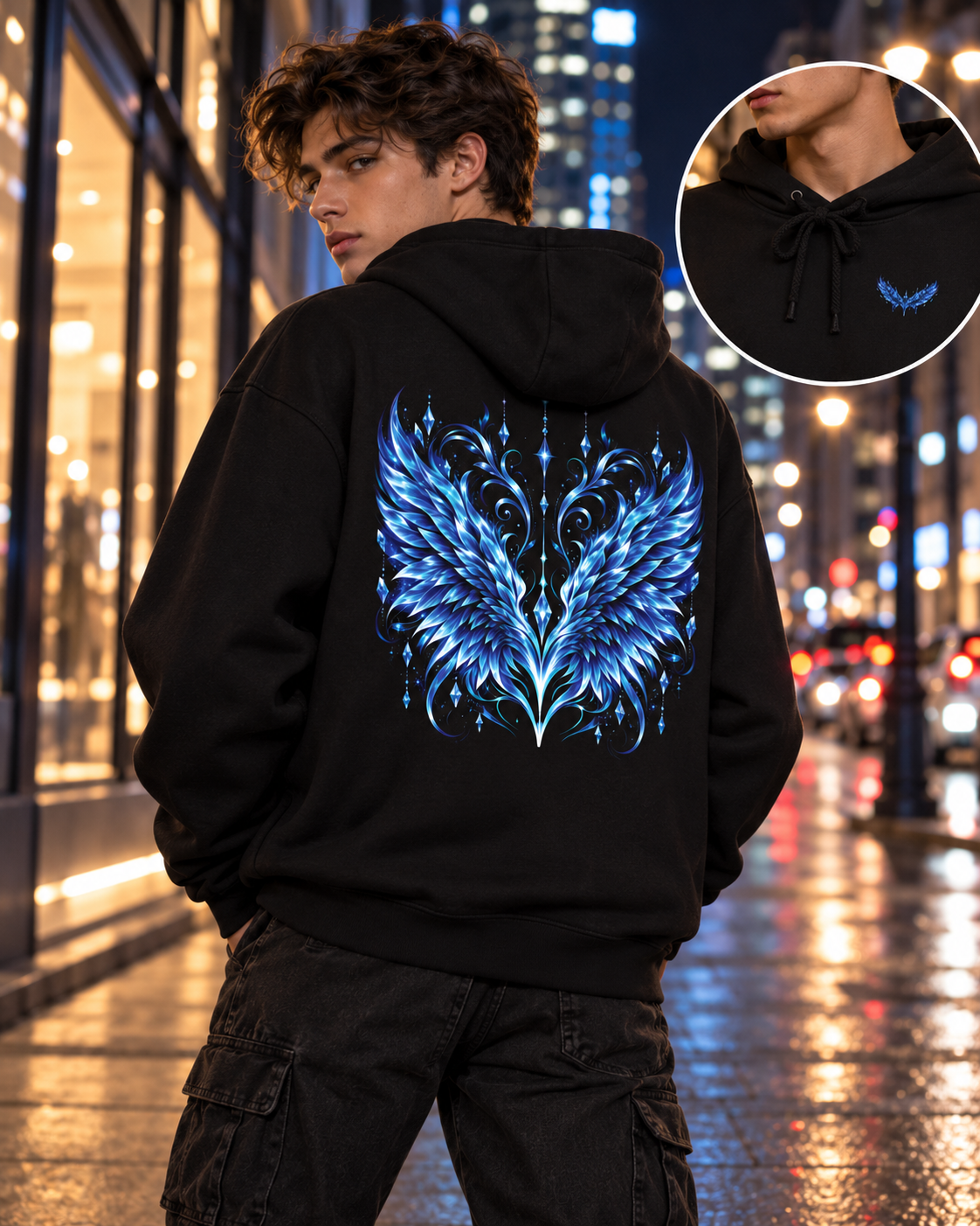 Sapphire Wing Emblem Hoodie | Alternative Rock Streetwear | Official Kimmie Swan Merch