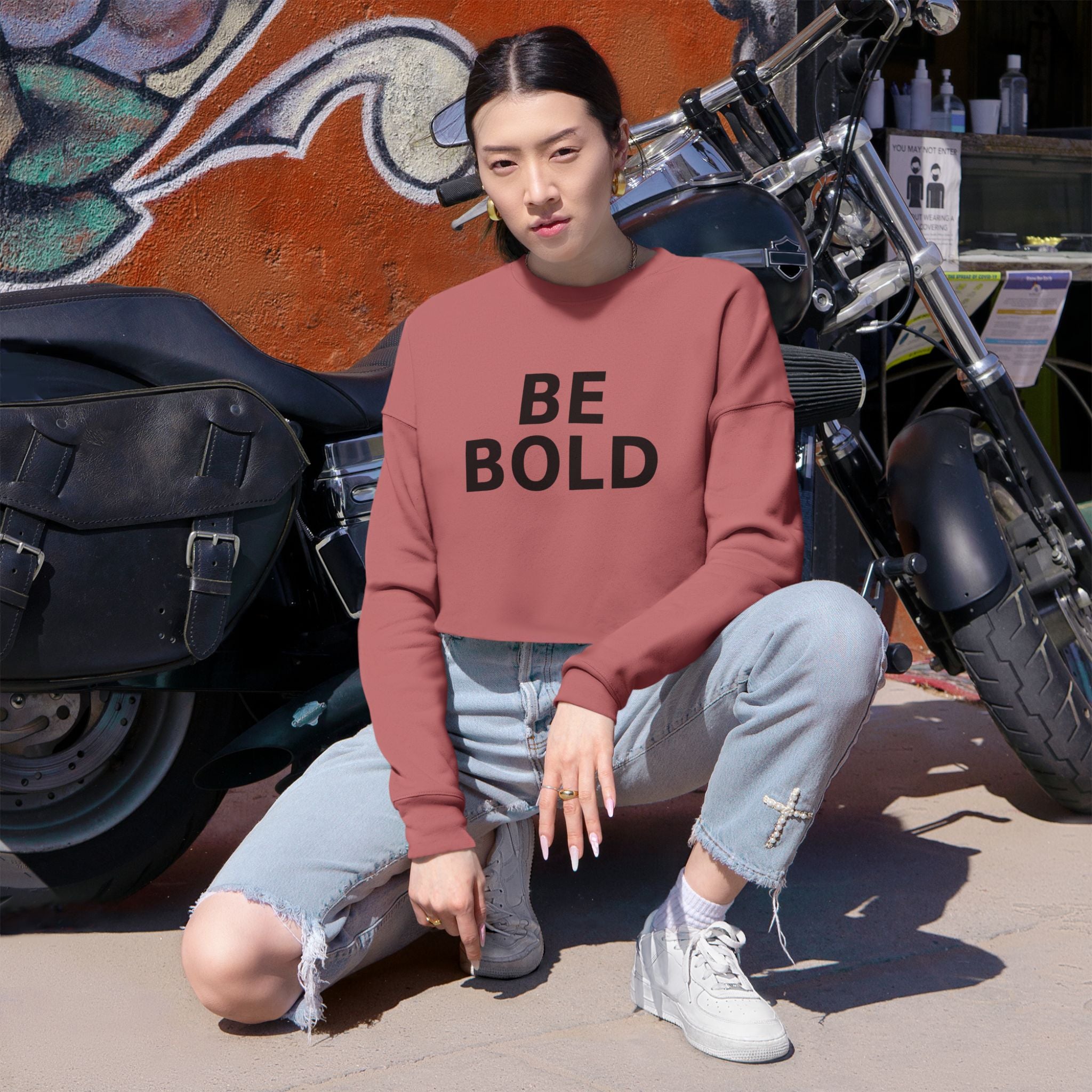 Be Bold Cropped Sweatshirt, Women’s Streetwear Pullover (Select Colors)