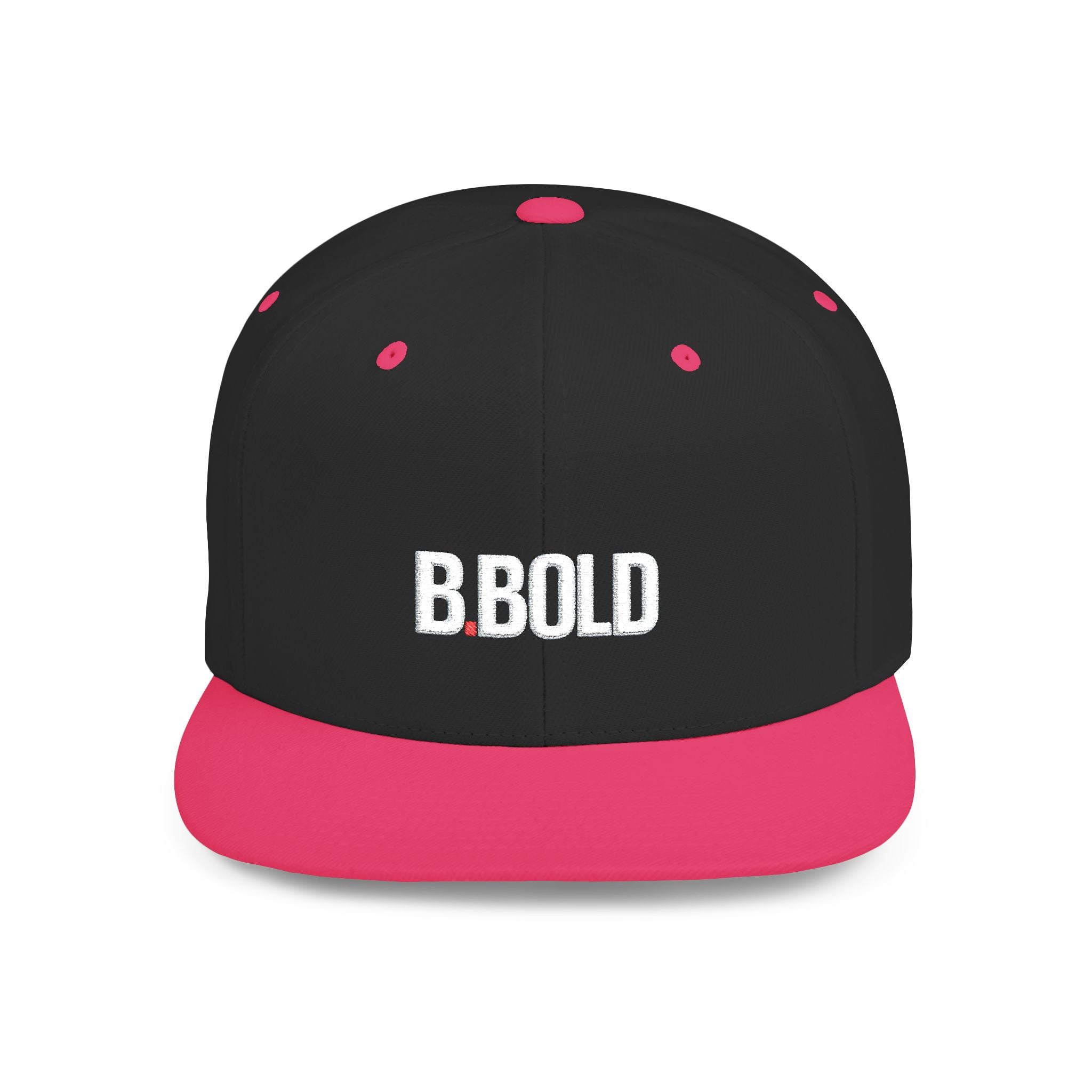 Be Bold Flat Bill Snapback Hat – White Embroidered Streetwear Cap (Select Colors)